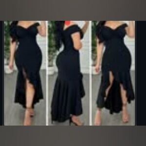 Size small dress black, ruffle, waterfall, new! Boutique